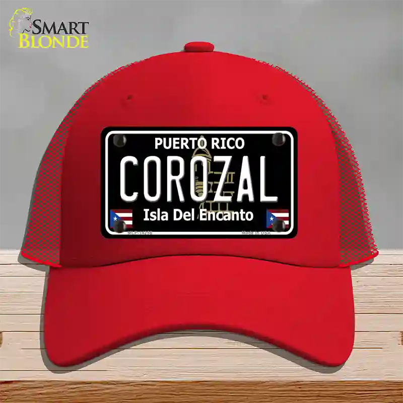 Corozal Puerto Rico Black Novelty License Plate Hat Mesh / Red