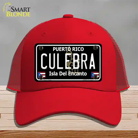 Culebra Puerto Rico Black Novelty License Plate Hat Mesh / Red