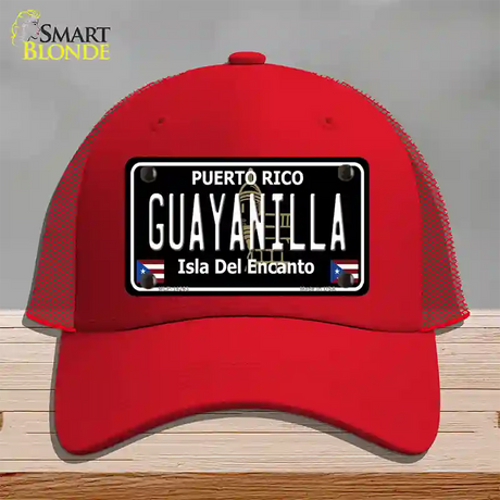 Guayanilla Puerto Rico Black Novelty License Plate Hat Mesh / Red