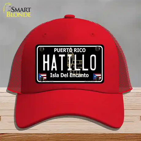 Hatillo Puerto Rico Black Novelty License Plate Hat Mesh / Red