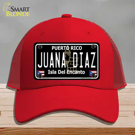 Juana Diaz Puerto Rico Black Novelty License Plate Hat Mesh / Red