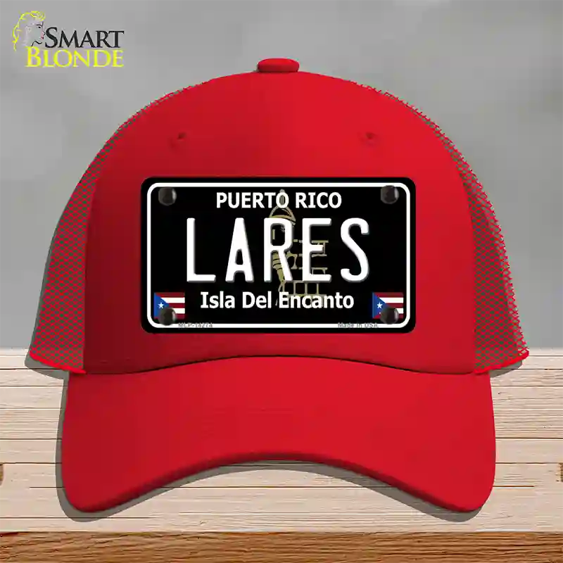 Lares Puerto Rico Black Novelty License Plate Hat Mesh / Red