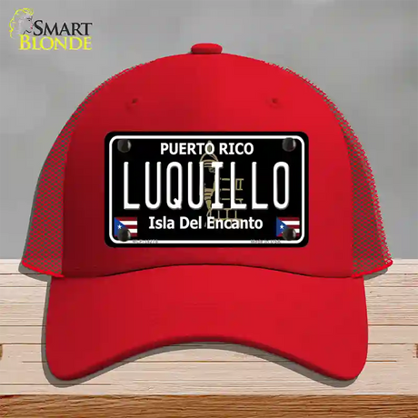 Luquillo Puerto Rico Black Novelty License Plate Hat Mesh / Red