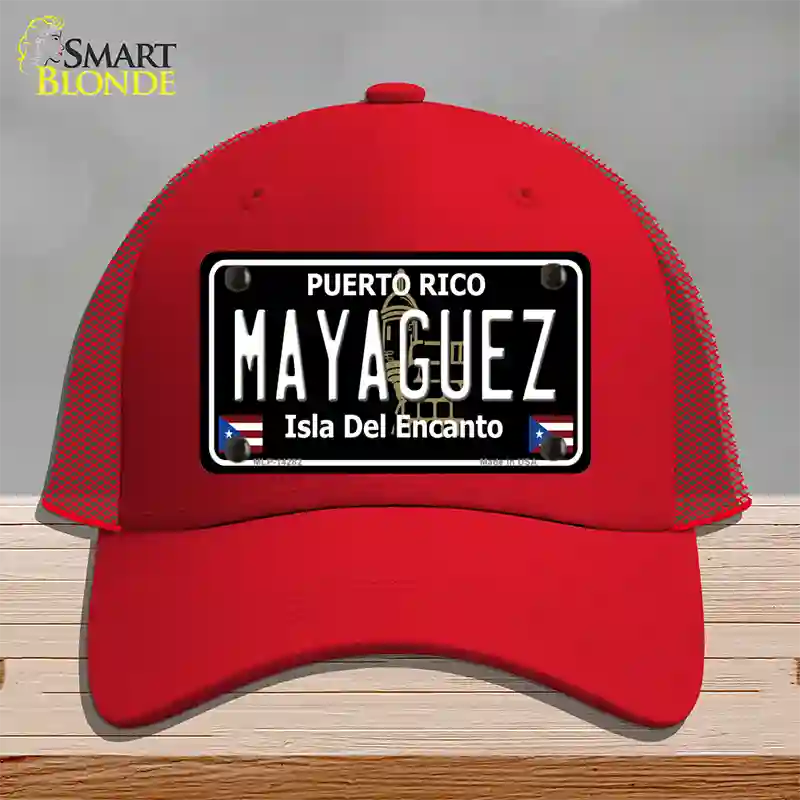 Mayaguez Puerto Rico Black Novelty License Plate Hat Mesh / Red