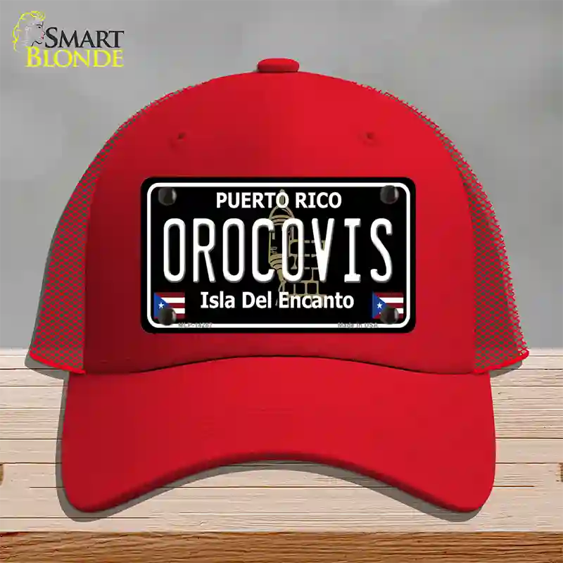 Orocovis Puerto Rico Black Novelty License Plate Hat Mesh / Red