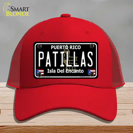 Patillas Puerto Rico Black Novelty License Plate Hat Mesh / Red