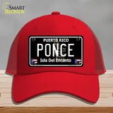 Ponce Puerto Rico Black Novelty License Plate Hat Mesh / Red