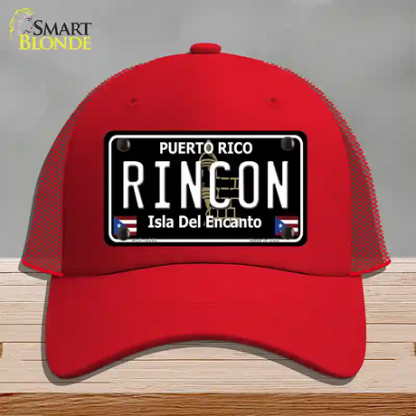 Rincon Puerto Rico Black Novelty License Plate Hat Mesh / Red