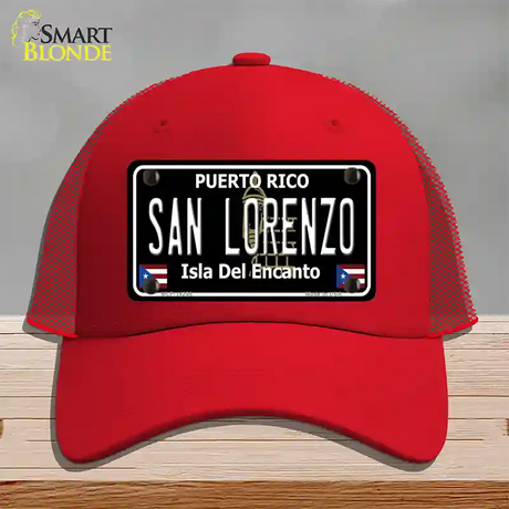 San Lorenzo Puerto Rico Black Novelty License Plate Hat Mesh / Red