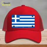 Greece Flag Novelty License Plate Hat Mesh / Red