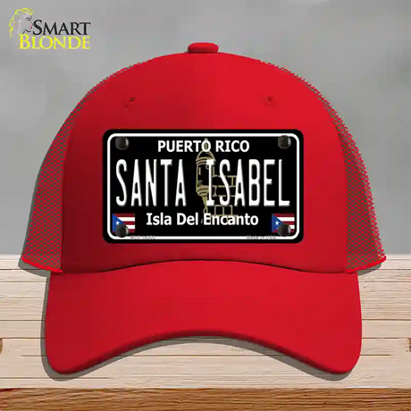 Santa Isabel Puerto Rico Black Novelty License Plate Hat Mesh / Red