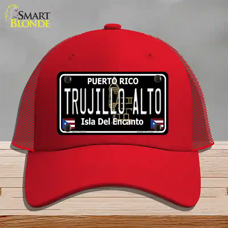 Trujillo Alto Puerto Rico Black Novelty License Plate Hat Mesh / Red