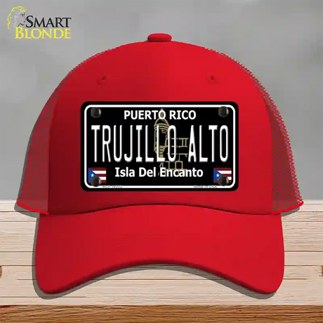 Trujillo Alto Puerto Rico Black Novelty License Plate Hat Mesh / Red