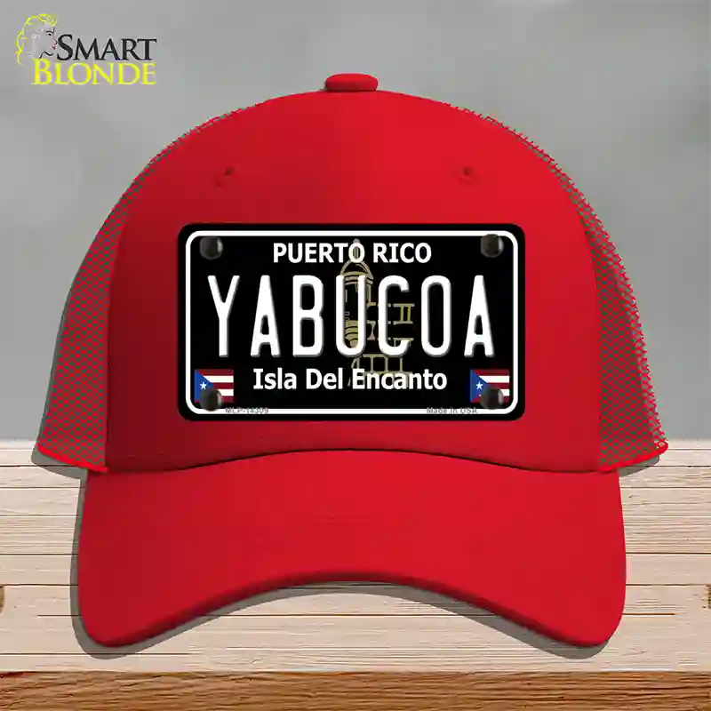 Yabucoa Puerto Rico Black Novelty License Plate Hat Mesh / Red