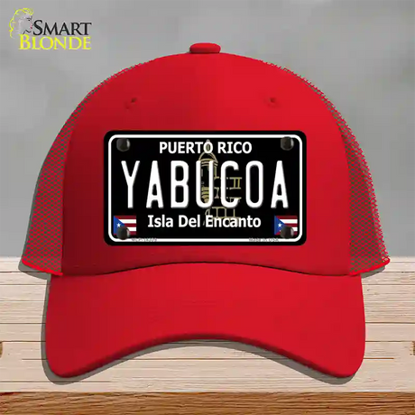 Yabucoa Puerto Rico Black Novelty License Plate Hat Mesh / Red