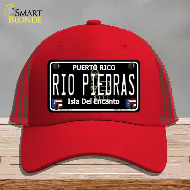 Rio Piedras Puerto Rico Black Novelty License Plate Hat Mesh / Red