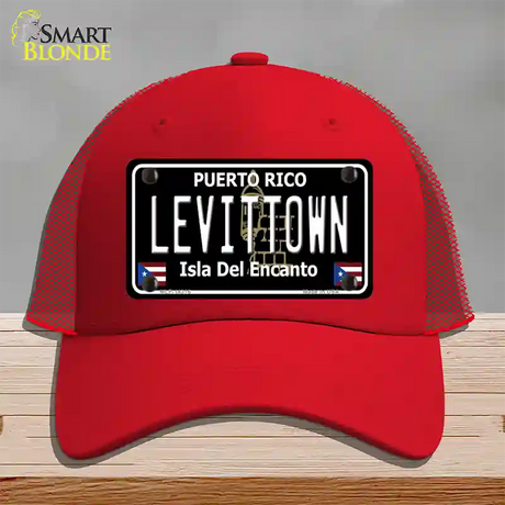 Levittown Puerto Rico Black Novelty License Plate Hat Mesh / Red