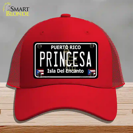 Princesa Puerto Rico Black Novelty License Plate Hat Mesh / Red