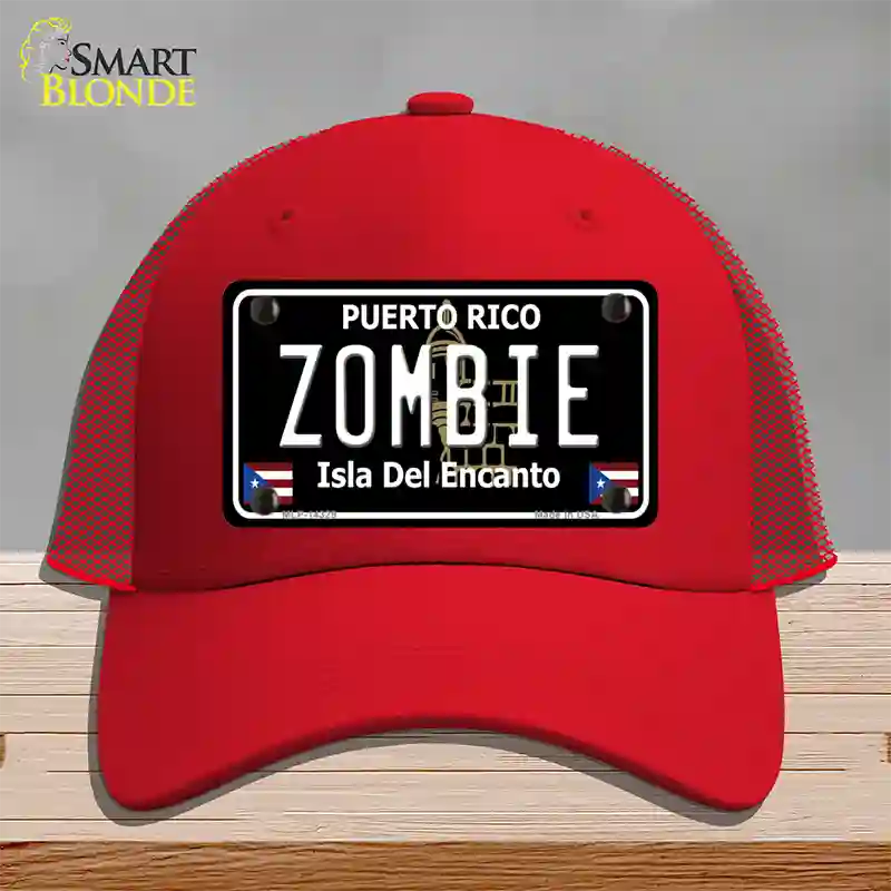 Zombie Puerto Rico Black Novelty License Plate Hat Mesh / Red