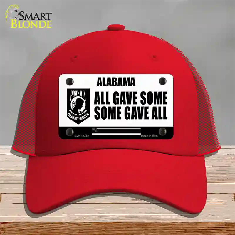 Alabama POW MIA Some Gave All Novelty License Plate Hat Mesh / Red