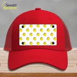 Yellow White Polka Dot Novelty License Plate Hat Mesh / Red