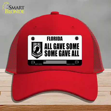 Florida POW MIA Some Gave All Novelty License Plate Hat Mesh / Red