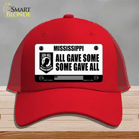 Mississippi POW MIA Some Gave All Novelty License Plate Hat Mesh / Red