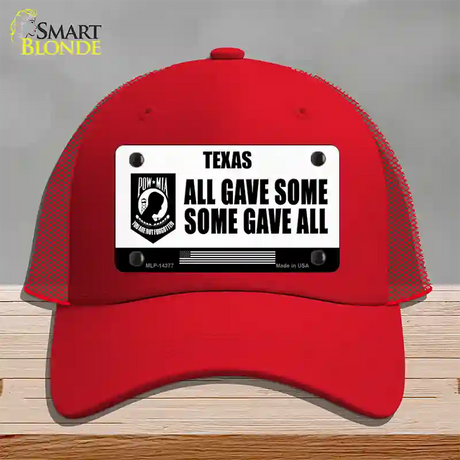 Texas POW MIA Some Gave All Novelty License Plate Hat Mesh / Red