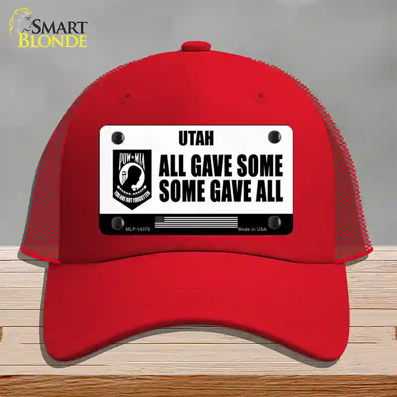 Utah POW MIA Some Gave All Novelty License Plate Hat Mesh / Red