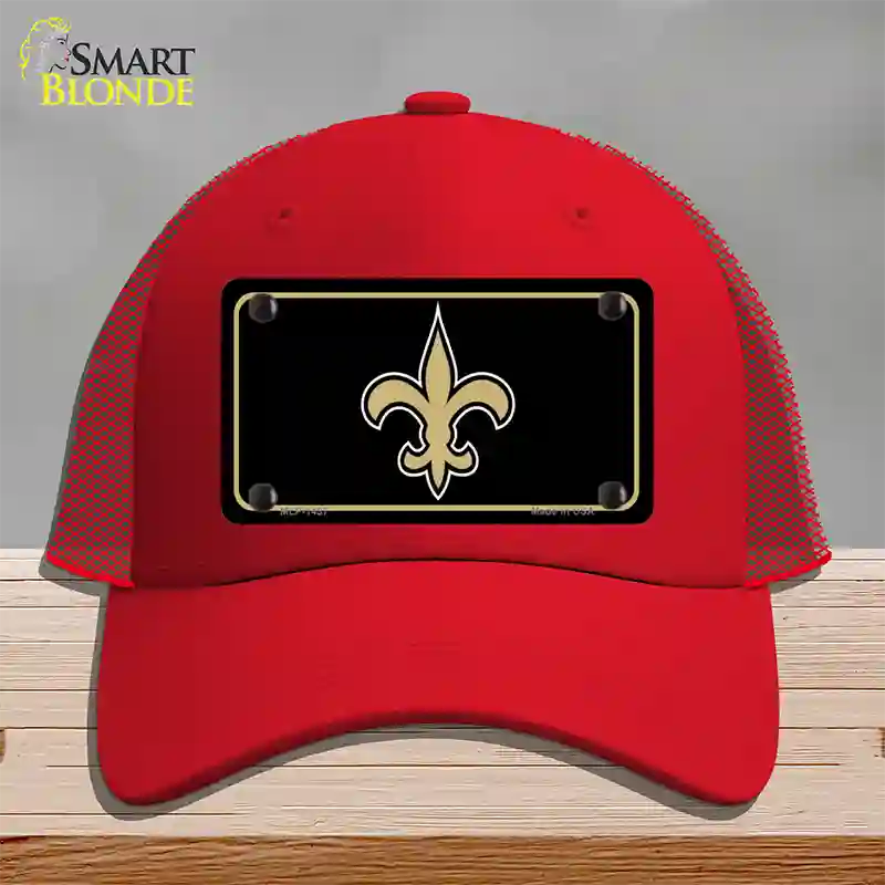 Fleur de lis Novelty License Plate Hat Mesh / Red