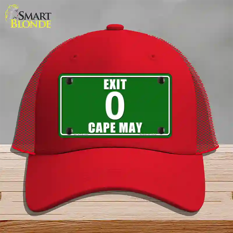 Exit 0 Cape May Novelty License Plate Hat Mesh / Red