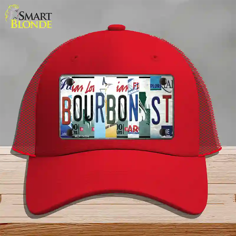 Bourbon St License Plate Art Novelty License Plate Hat Mesh / Red