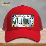 Gatlinburg License Plate Art Novelty License Plate Hat Mesh / Red