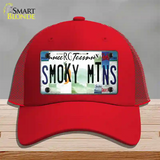 Smoky Mountains License Plate Art Novelty License Plate Hat Mesh / Red