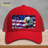 God Bless The USA Eagle Novelty License Plate Hat Mesh / Red