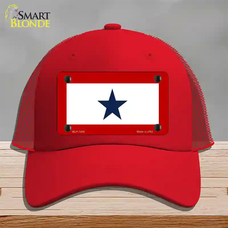 Blue Star One Novelty License Plate Hat Mesh / Red