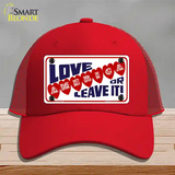 Love America Or Leave It Novelty License Plate Hat Mesh / Red