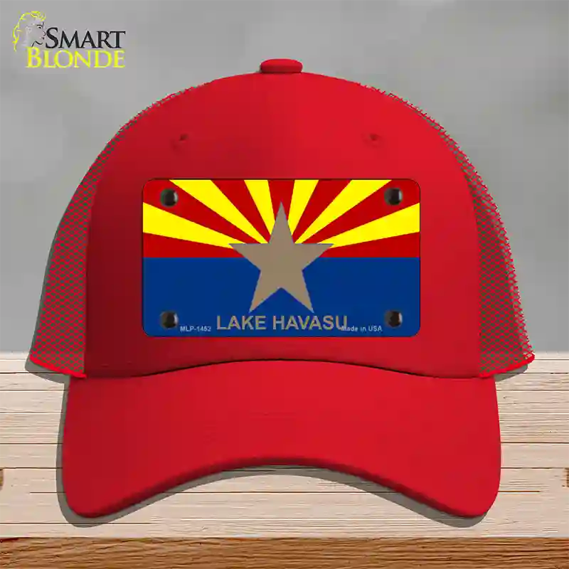 Lake Havasu Arizona State Flag Novelty License Plate Hat Mesh / Red