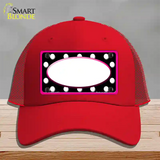 White Black Polka Dots Pink Frame And White Center Oval Novelty License Plate Hat Mesh / Red