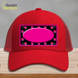 Pink Black Polka Dots Pink Frame And Center Oval Novelty License Plate Hat Mesh / Red