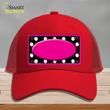 White Black Polka Dots Pink Frame And Center Oval Novelty License Plate Hat Mesh / Red