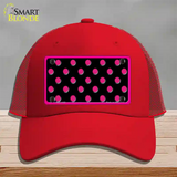 Pink Black Polka Dot Novelty License Plate Hat Mesh / Red