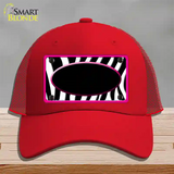 Black White Pink Zebra Center Oval Novelty License Plate Hat Mesh / Red