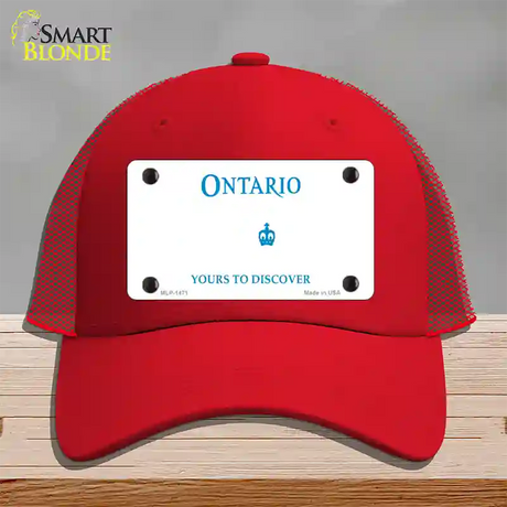 Ontario Canada Novelty License Plate Hat Mesh / Red