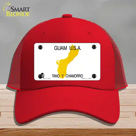 Guam State Novelty License Plate Hat Mesh / Red