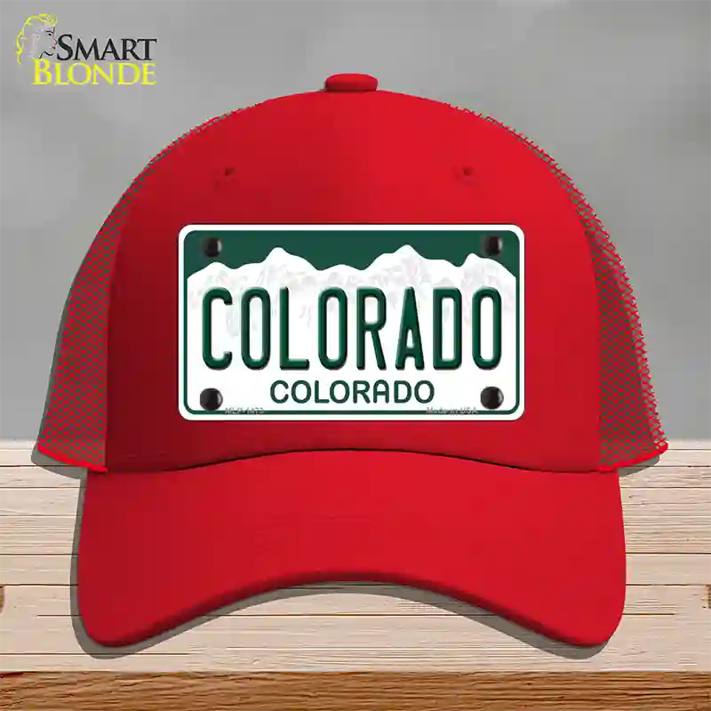 Colorado State Novelty License Plate Hat Mesh / Red