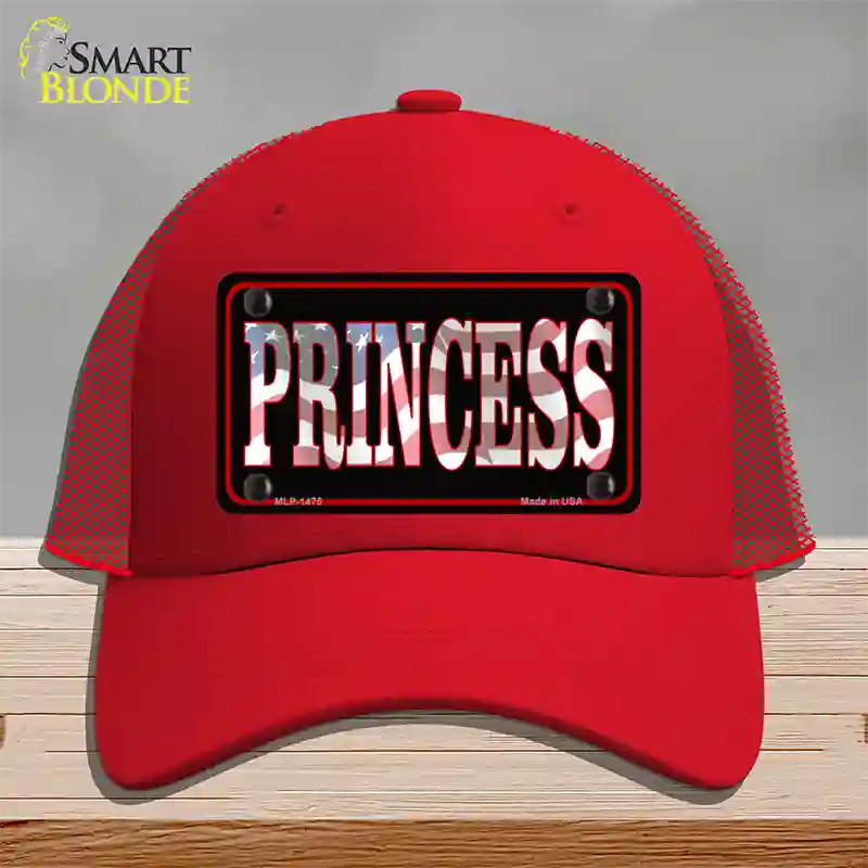 Princess Patriotic Novelty License Plate Hat Mesh / Red