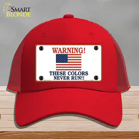 These Colors Never Run Novelty License Plate Hat Mesh / Red