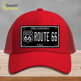 Route 66 Oklahoma Black Novelty License Plate Hat Mesh / Red