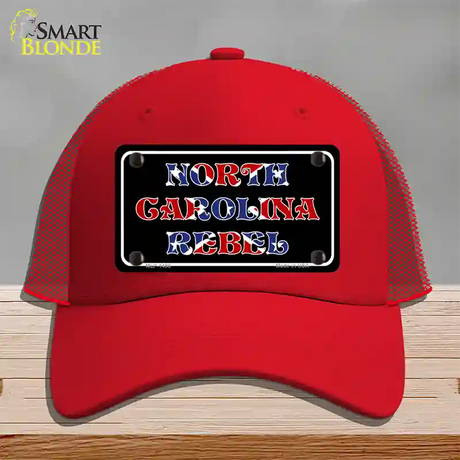 North Carolina Rebel Novelty License Plate Hat Mesh / Red